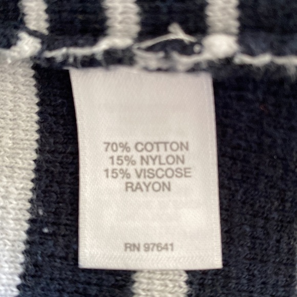 J. Jill Breton stripe nautical zip shoulder long knit tunic sweater navy grey - Picture 12 of 13